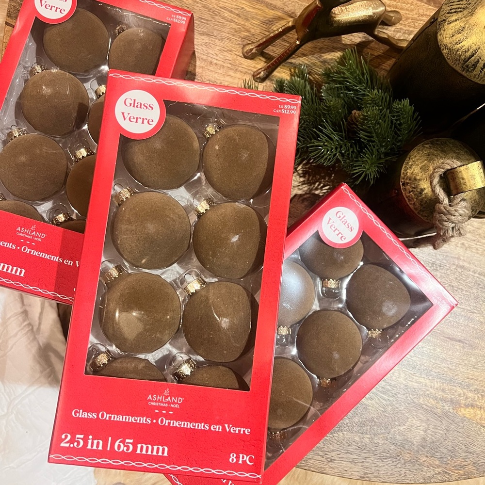 Michaels viral velvet ornaments. 3 boxes of 8 pieces
